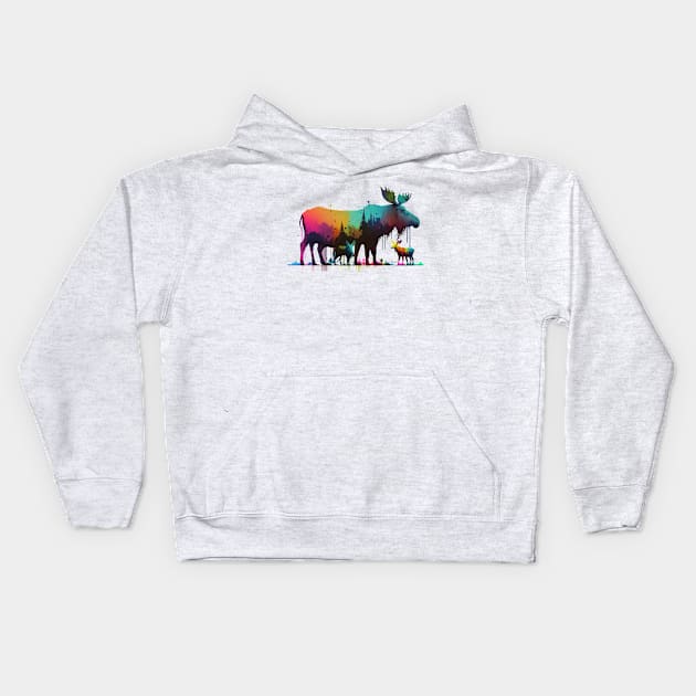 Moose Family Kids Hoodie by Urban Archeology Shop Gallery